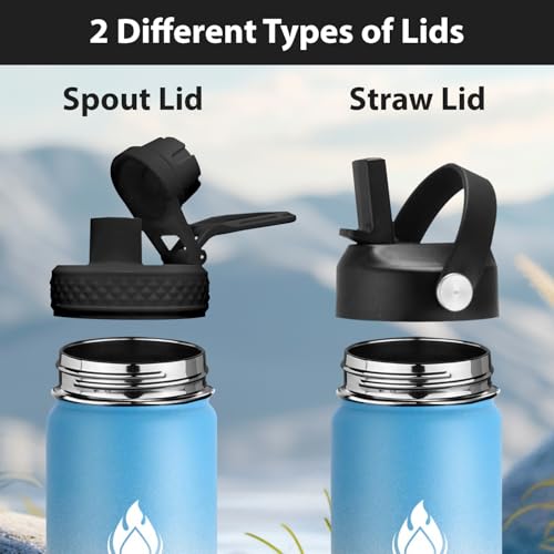 Image of SENDESTAR Water Bottle 24oz Double Wall Vacuum Insulated Leak Proof Stainless Steel Sports Water Bottle-Wide Mouth with New Flex Straw Lid & Spout Lid (Sweet Candy)