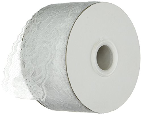 LTC LINENS LinenTablecloth Delicate White Lace Ribbon, 2-Inch by 25-Yard