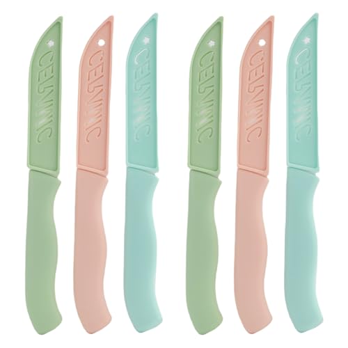 Fllyvly 6-teiliges Küchenmesser Set aus hochwertiger Keramik, Schälmesser mit 80 mm Klingenlänge, schälmesser,schneidemesser,Griff Inklusive...