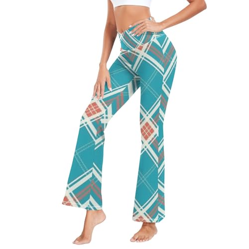 Pantalon de yoga léger style écossais rose idéal pour voyager en tout confort