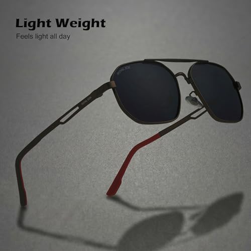 Image of ROYAL SON Polarized Stylish Sunglasses | UV Protection | Branded Retro Square | Classic | Men & Women | Large | SG-RS1114