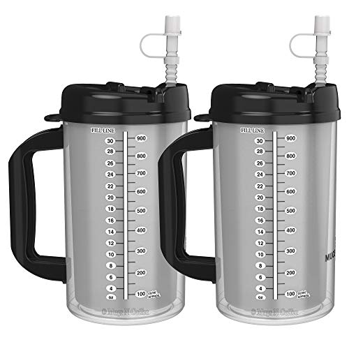 (2) 32 oz Hospital Mugs with Black Lids - Insulated Cold Drink Travel Mugs (2) 32 oz Hospital Mugs with Black Lids - Insulated Cold Drink Travel Mugs