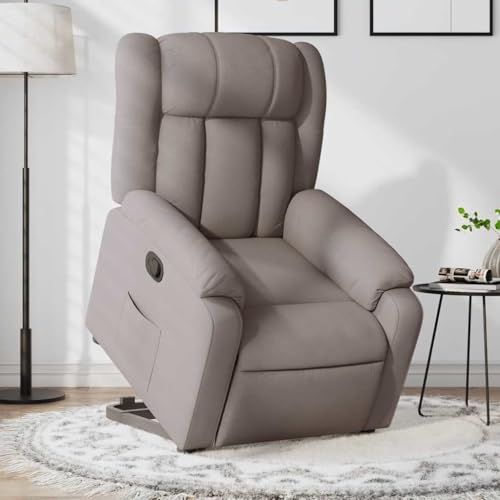 Molumvel - Sillón eléctrico relax con ayuda a levantarse - Sillón de TV de tela - Sillón cómodo ajustable manualmente hasta 135 grados - Sillón senior para salón - Gris pardo