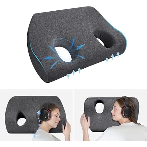 Johnear Ear Pillows with Holes, Memory Foam Ear Pillow, Ear Piercing Pillow for Side Sleepers,Piercing Pillow for Ear Pain Relief,CNH Pillow with Ear Hole for Ear Piercings, Earplugs and Headphones Cover