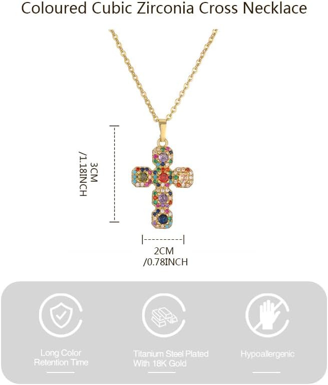 CZ Cross Necklace for Women 18K Gold Plated Colour Cubic Zirconia Cross Faith Pendant Necklaces Trendy Gold Chains Chokers - Image 4