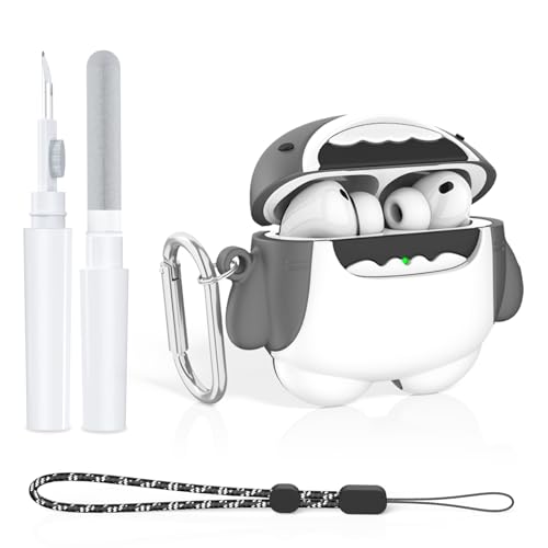 For AirPods Pro 3�i2025�j��p �V���R���J�[�g���ی�P�[�X ?�ʊ� �S�ʖh? �ϏՌ� �h�o �L�Y�h�~ �{�^�����m �둀��h�~ ���O���ȒP �����[�d�Ή� ?���J�t�� ��??�����t�� (�A�j���T��)