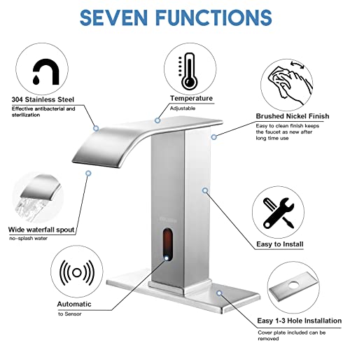 Cdlodin Touchless Bathroom Faucet,Automatic Faucet,Touchless Bathroom Sink Faucets,Sensor Faucet,Touchless Faucet Bathroom,With Control Box And Temperature Mixer With Hole Cover Plate #TOP1