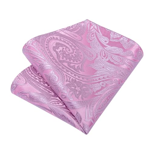 Image of DiBanGu Silk Floral Ties for Men Woven Paisley Necktie and Tie Clip Handkerchief Cufflinks Set for Party Wedding