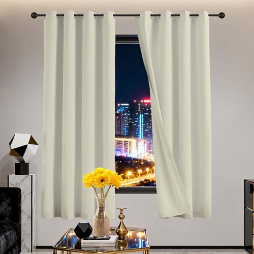 Rideaux Modernes Design Moderne à Oeillets en polyester opaque beige grand format - 2