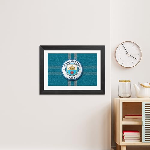 Image of TenorArts City Football Club Poster 3D Leather Textured Logo Laminated Photo Frame Painting with Matt Finish Black Textures(12 inches x 9inches)