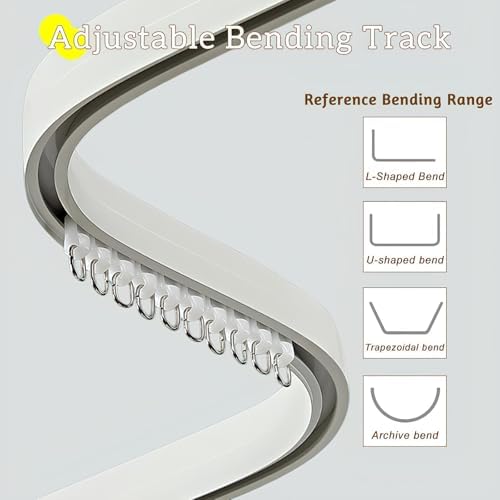 Adjustable 60-600cm Flexible Bendable Ceiling Track, Wall-Mounted Aluminum Alloy Rods for Bathroom, Bay Window, Room Divider (Champagne, 5x120cm)