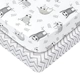 My Little Zone Baby Crib Fitted Sheets Sloth and Chevron Prints - Cotton Crib Sheets for Boys and Gi