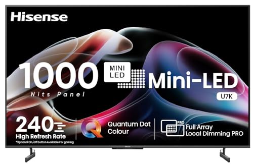 Image of Hisense 189 cm (75 inches) 4K Ultra HD Smart Mini LED QLED TV 75U7K (Black)