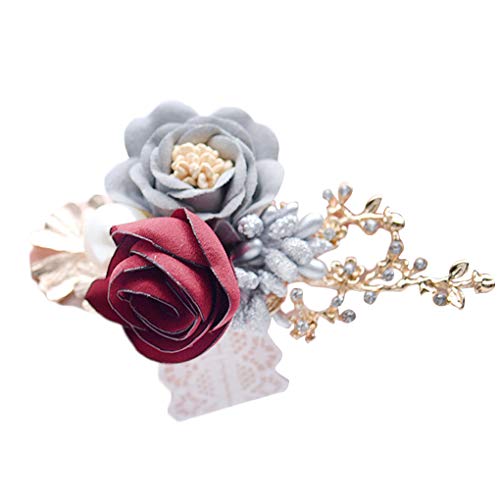 Kongnijiwa Hochzeit Brautjungfer Wrist Gefälschte Blumen Künstliche Hand Blumen-Blumenarmband, Hochzeit Blumenarmband, Brautjungfer Armband Frauen-Armband Cover