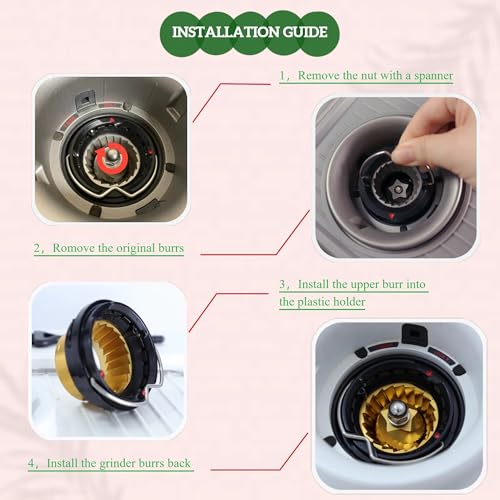 Image of Conical Grinder Upper Lower Burr Compatible with Breville Sage Barista Espresso Coffee Machines 870 /878 /880 /860 /840 /810 /450 /500-5 star (Titanium Gold)