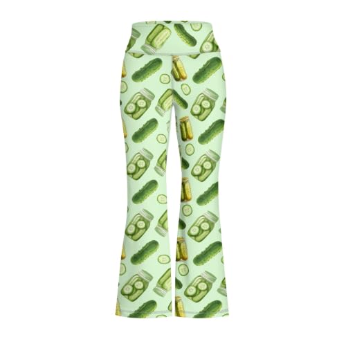 Pantalones acampanados de pepino de corte regular para mujer en color verde