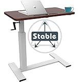 Overbed Table with Wheels, Balee Hospital Bed Table by Crank Height Adjustable Over The Bed Table Rolling Cart Laptop Desk Medical Overbed Tables Multi-Purpose Portable Tables (red/White Table)