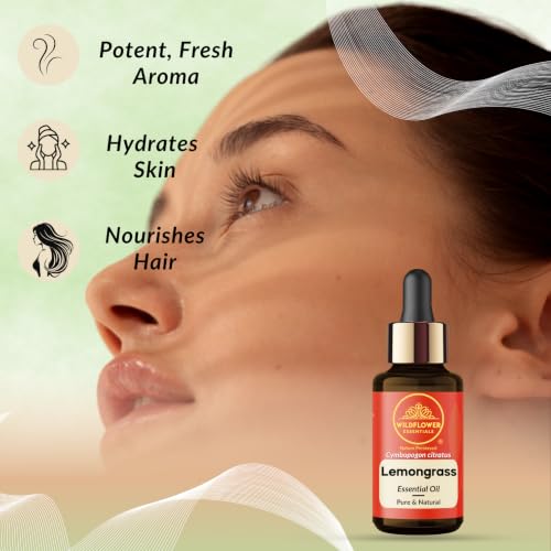 Image of Lemongrass Essential Oil Steam Distilled Undiluted For Face, Skin & Body, Pure & Natural (30 Ml)