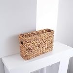 Yesland Hand-Woven Narrow Water Hyacinth Holder Wicker Basket, 15.5 x 5.5 x 9.75 Inch Decorative Magazine Storage Basket Bin for Home, Office, Desk - Image 5