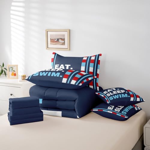 Image of Feelyou Kids Swimmer Bedding Set Full Size 7 Piece for Boys Girls Teens