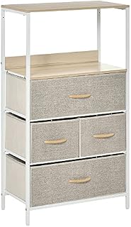 HOMCOM 4 Drawer Storage Chest Unit Home Cabinet w/Shelves Home Living Room Bedroom Entryway Living Furniture White, Light Grey