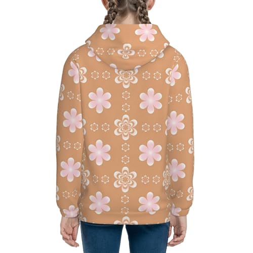 Vintage Pink Flower 1 Kids Pullover Hoodies Boys Sweatshirts Girls Athletic Clothes with Pocket4