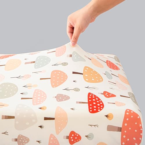 Image of SDIII 2 Pack Mushroom Crib Sheets for Boys Girls 52x28 Stretchy Microfiber Jersey Knit Soft Crib Sheets for Standard Crib and Toddler Mattress