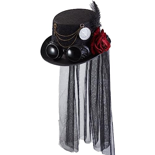 Cappello a cilindro Steampunk con decorativo in pizzo, ti consente di essere misterioso, di utilizzare qualsiasi festa in costume come Halloween.