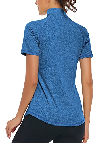 Luranee Dry Fit Shirts Women, Luranee V Neck Collared Polo Shirts Athletic Short Sleeve Tennis Volleyball Tops Breathable Moisture Wicking Exercise Running Yoga Workout Pullover Stretchy Polyester Tshirts L thumb #4