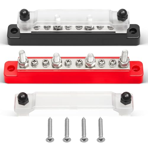 RED WOLF 150A Sammelschiene Verteilerblock 12V-48V DC für Auto Marine RV Wohnmobil Lkw Elektrik System Klemmleisten, Positive Masse Stromverteilungsblock Busbar mit 6 x M4 & 4 x M6 Klemmenbolzen
