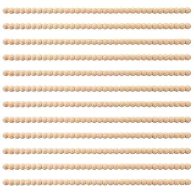 Nuanchu 12 Pcs Decorative Beaded Wood Trim Half Wooden Beads Trim Molding 15. 75 Inch Unfinished 3D Decorative Bead Pearl Wood Molding Cute DIY for Home Wall Cabinet Shelf Window Door (14 mm)