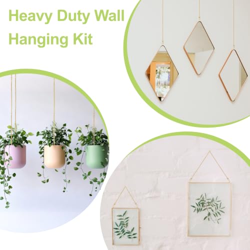 Image of Picture Hanging Kit, 6Pcs Stainless Steel Chains with Hooks & 12Pcs D Ring Picture Hangers for Hanging Mirror Curtain Photo Frame(Gold, 1M)