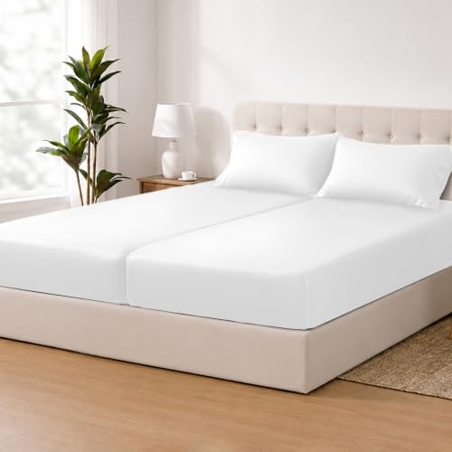 Image of ACCURATEX Cooling Sheets for Hot Sleepers, Split California King Size,White
