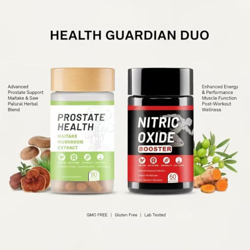Image of Prostate Support Nitric Oxide Booster Kit, Include Turmeric Root, Mushroom Blend, and Saw Palmetto extracts, Designed to Protect and Support Prostate Healthy - 90 Capsules &60capsules