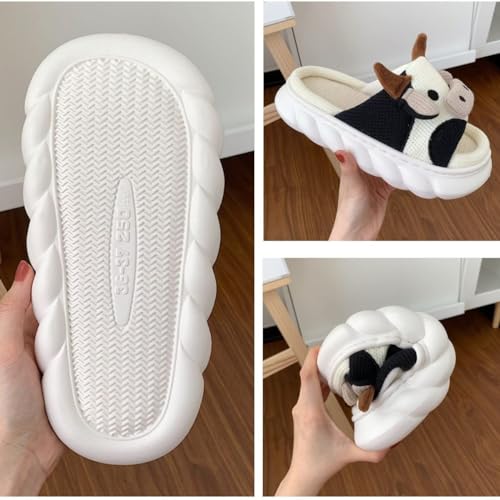 Cow Slippers for Women Men, Cute Cartoon Animal Slippers, Fuzzy/Linen Kawaii House Slippers, Winter/Summer Cow Slides for Indoor and Outdoor4