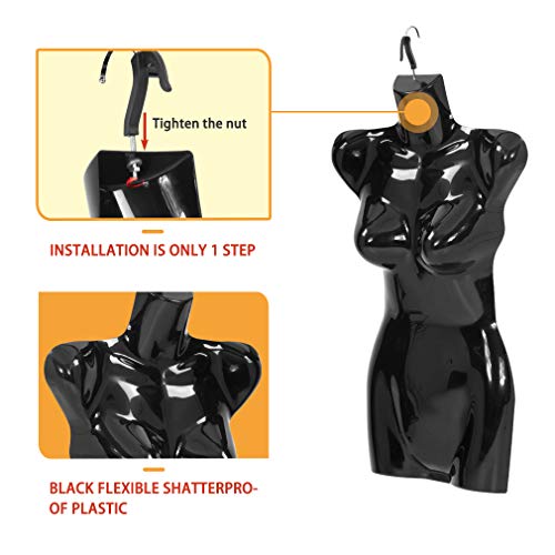 4Pcs Female Male Mannequin Torso Dress Form Sewing Manikin 27 Inch 30 Inch Height Dress Model Mannequin Display Head Dress Mannequin Clothing Form Metal Hook (27Inch, Black) #TOP4
