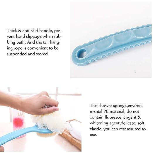 Aryamurti 2 IN 1 Back Body Bath Brush with Bristles and Loofah Back Scrubber with Curved Long Handled for Skin Exfoliating Bath, Massage Bristles Suitable for Wet or Dry, Men and Women(Multi) 3