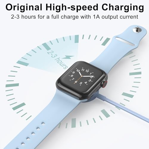 Image of 2Pack Blue for Apple Watch Charger USB Magnetic Wireless Fast iWatch Charger Portable Compatible with iWatch Ultra /Series 9 /8 /7 /6 /SE /SE2 /5 /4 /3 /2 /1-[3.3FT]