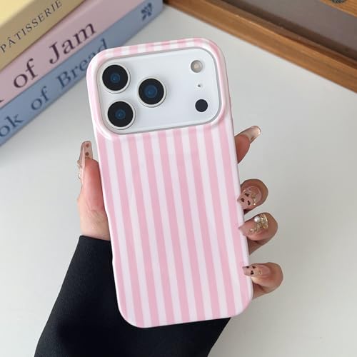 TQLGY for iPhone 17 Pro Case Cute Striped Phone Case Soft TPU Slim Shockproof Protective Cover for Women Girls, Pink and White by TQLGY - Used condition - Image 7