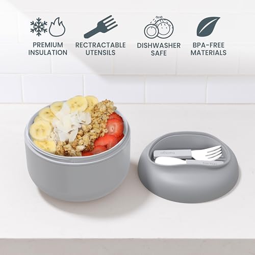 Image of Bentgo Insulated Food Jar, 21.2 oz, Snack Compartment, Retractable Utensils