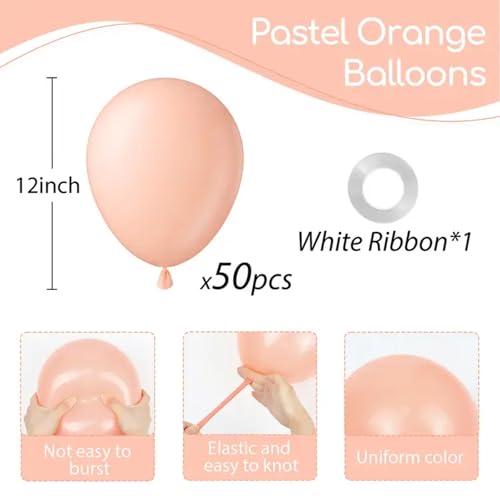 Image of Peach Balloons 12 inch, Peach Latex 50pcs Party Balloons | Baby Shower, Bridal Shower, Wedding, Birthday Party Decorations