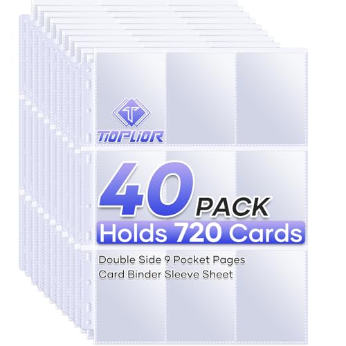 40 Pack 9 Pocket Page Protectors,720 Pockets Double Sided Card Holder Pages for a 3 Ring Binder, Card Protector Sheets Baseball Card Binder,Fit for MTG, TCG, Baseball Standard Cards
