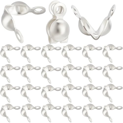 Beebeecraft 1 Box 200Pcs Bead Tips 304 Stainless Steel Crimp Beads for Jewelry Making (7x4x1.2mm), Silver, 7x4mm