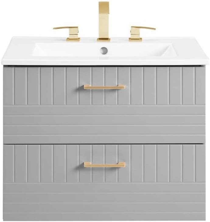 Modway Daybreak Bathroom Vanity, 24" with White Sink, Light Gray