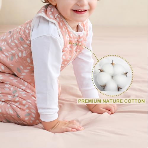 Nivolltha Super Soft Winter Baby Sleeping Bag with Feet 2.5 TOG, 100% Cotton Warm Toddler Sleep Sack with Feet, Feather, Size L - Image 4
