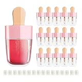 MISAZ 16 Pieces Empty Lip Gloss Tubes 5ml/0.2oz Adorable Pink Ice-cream Shaped Refillable Lip Balm...