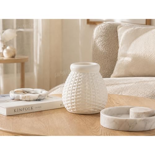 Image of Divyakosh Decorative Flower Vase's (VASE ONLY NO PLANT INCLUDED) for Home Decor| Modern Woven Texture Vases for Center Table, Bedroom, Office Desk | Home Decoration Items for Living Room|Plastic Pots|