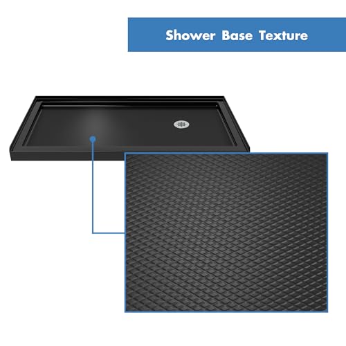 Image of DreamLine SlimLine 30 in. D x 60 in. W x 2 3 /4 in. H Right Drain Single Threshold Shower Base in Black, DLT-1130602-88