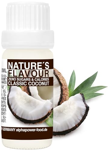 ALPHAPOWER FOOD Aromas alimentarios por repostería y bebidas I 10ml Vegano, Coco 100% naturales con Sabor Premium I saborizante sin azucar - Flavdrops, Flavor Drops liquida