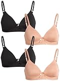 bebe Girls' Training Bra - 4 Pack Soft Microfiber Molded Bra (A Cup/B Cup), Size 30B, Tuscany